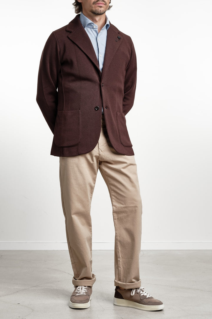 Single Breasted Knitwear Blazer Brown – Lardini, helbild