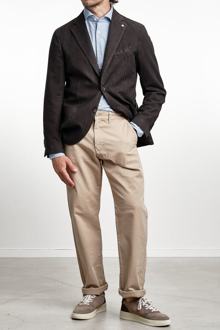Cotton Garment Dyed Herringbone Blazer Dark Brown – L.B.M. 1911, helbild