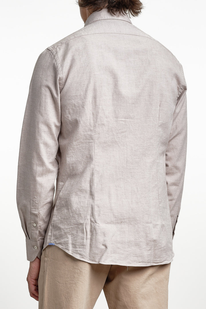 Yarn Dyed Flannel Shirt Beige – Xacus, bakifrån