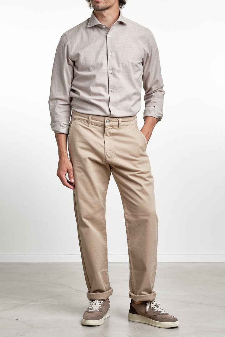 Yarn Dyed Flannel Shirt Beige – Xacus, helbild