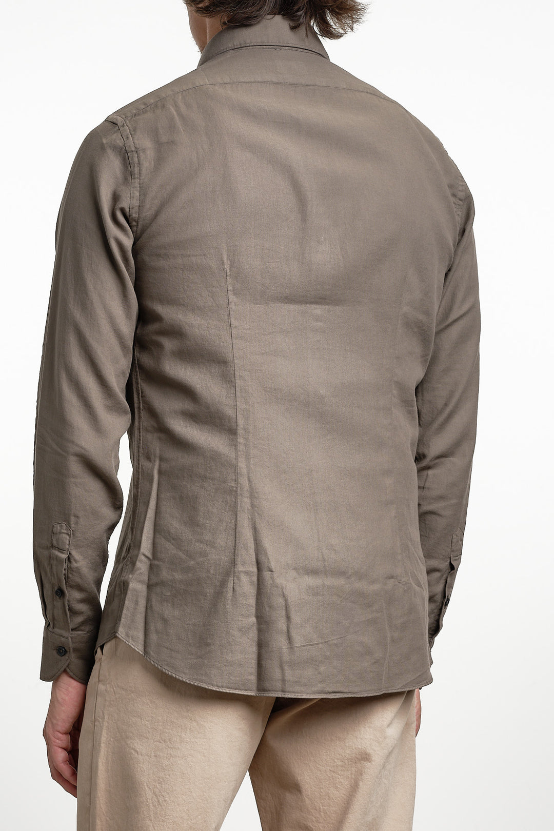 Luxury Garment Dyed Flannel Shirt Brown – Xacus, bakifrån