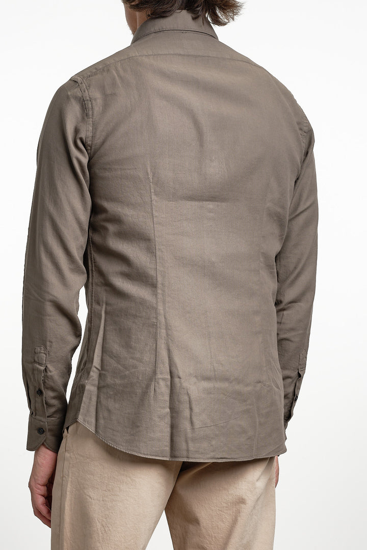 Luxury Garment Dyed Flannel Shirt Brown – Xacus, bakifrån