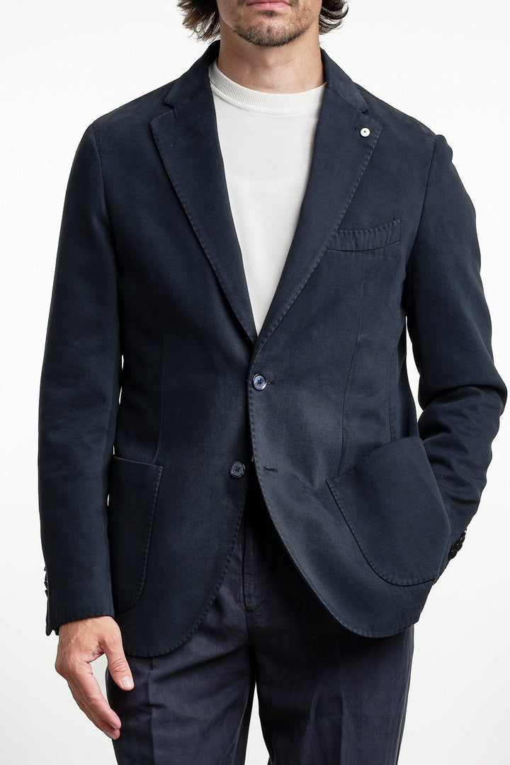 Cotton Cashmere Garment Dyed Blazer Navy – L.B.M. 1911, framifrån