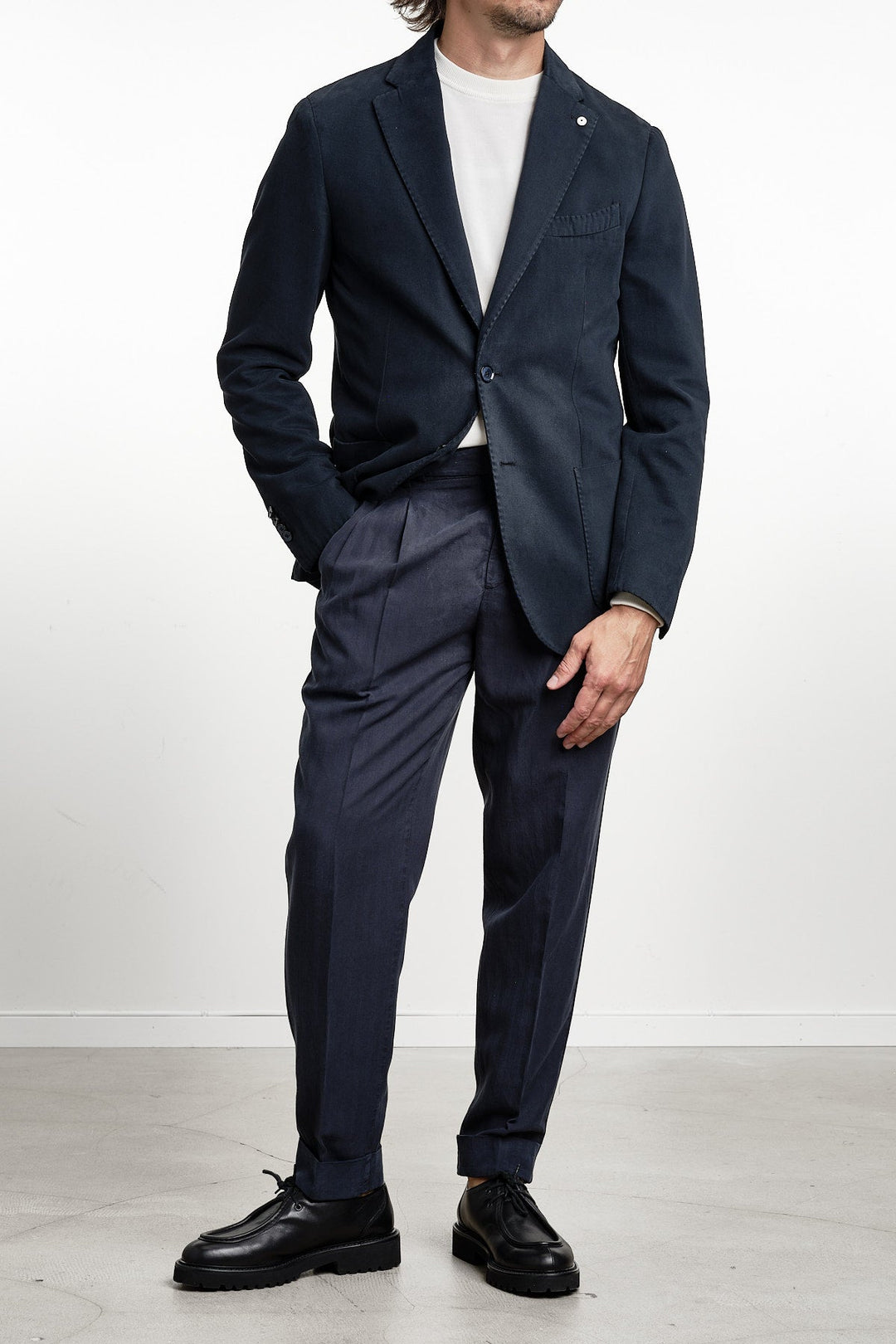 Cotton Cashmere Garment Dyed Blazer Navy – L.B.M. 1911, helbild framifrån