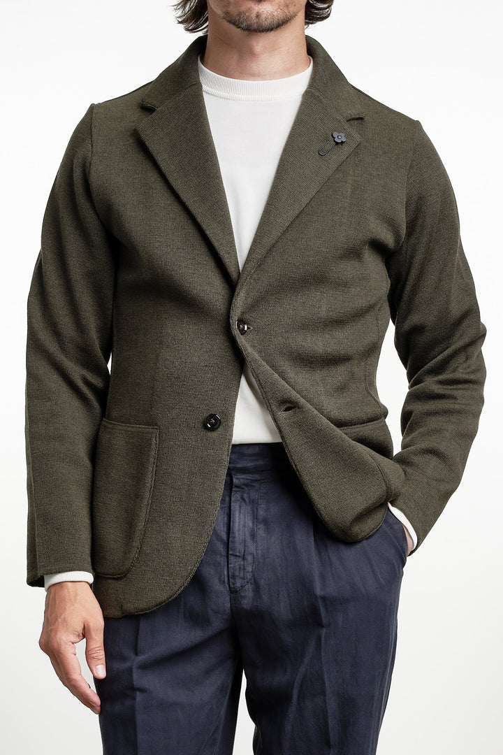Single Breasted Knitwear Blazer Green – Lardini, framifrån