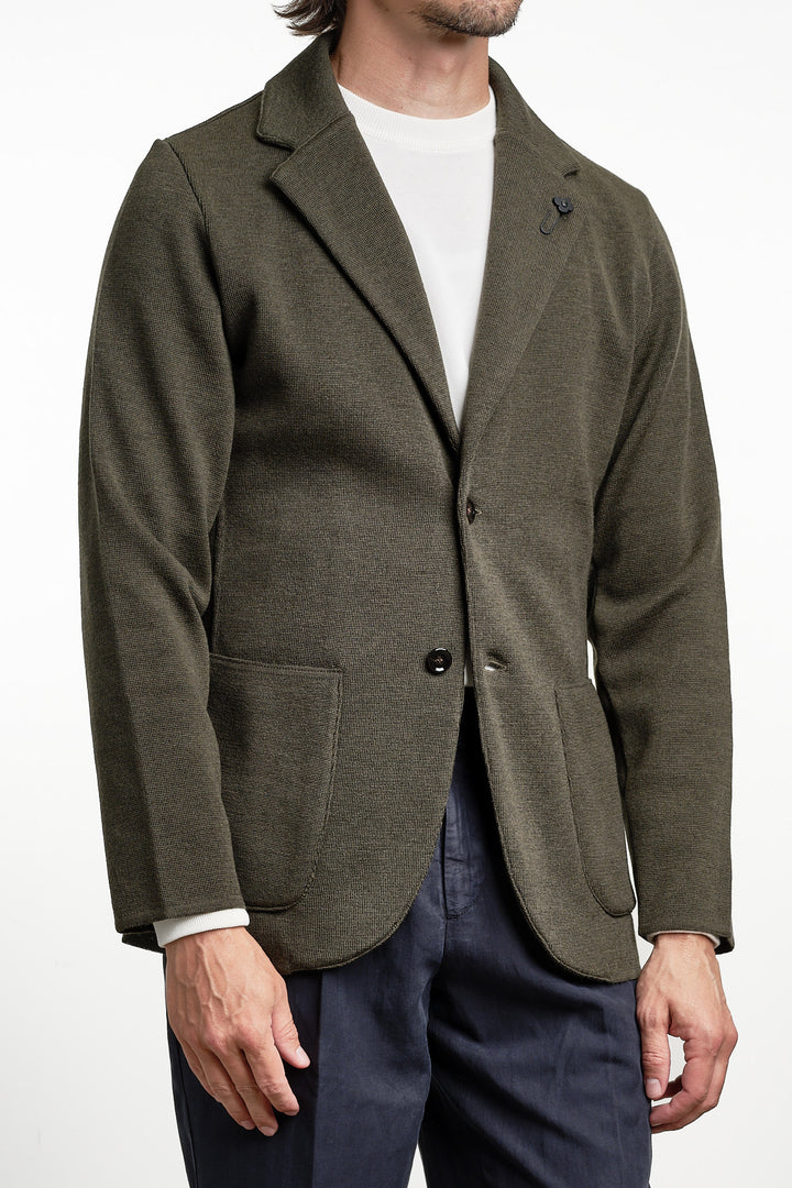Single Breasted Knitwear Blazer Green – Lardini, sidan