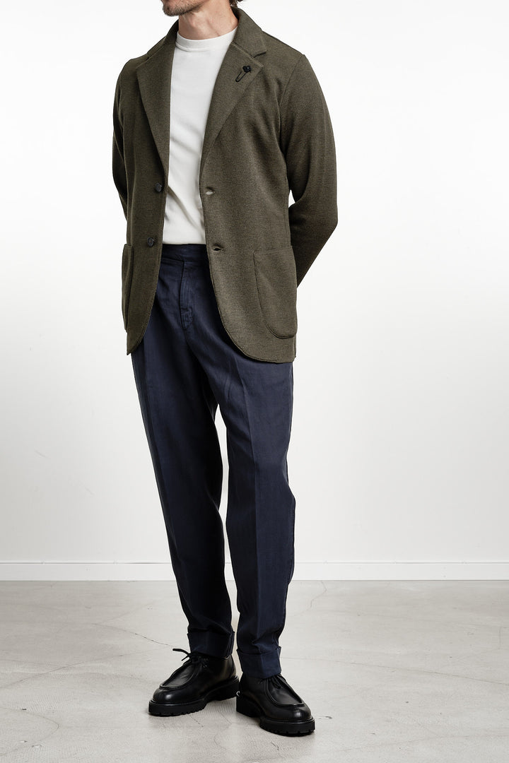 Single Breasted Knitwear Blazer Green – Lardini, helbild