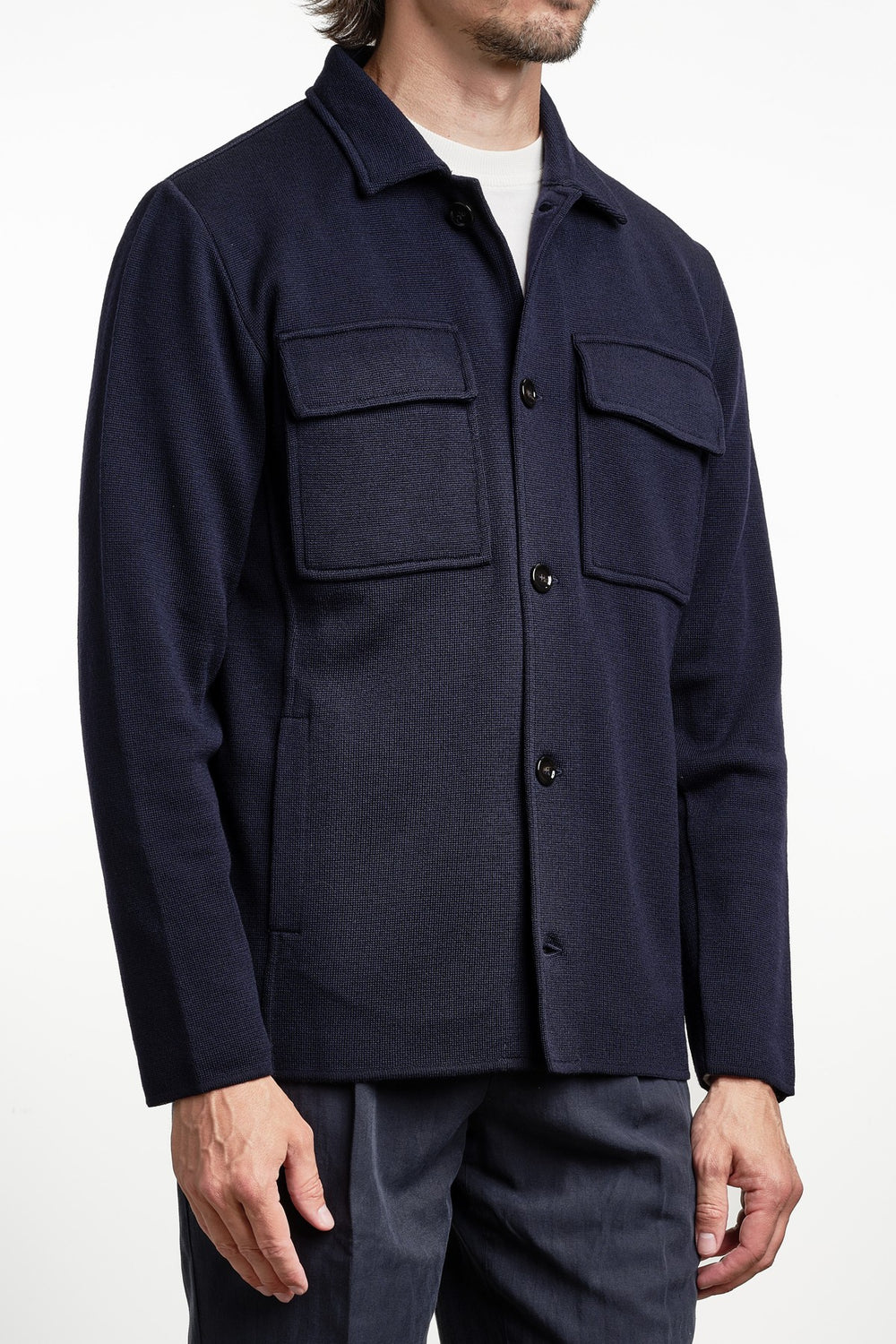 Merino Wool Overshirt Navy – Lardini, sidan