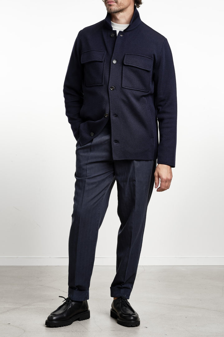 Merino Wool Overshirt Navy – Lardini, helbild