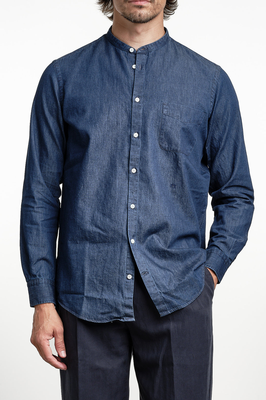 Noto 2 Chambray Shirt Denim – Massimo Alba, framifrån