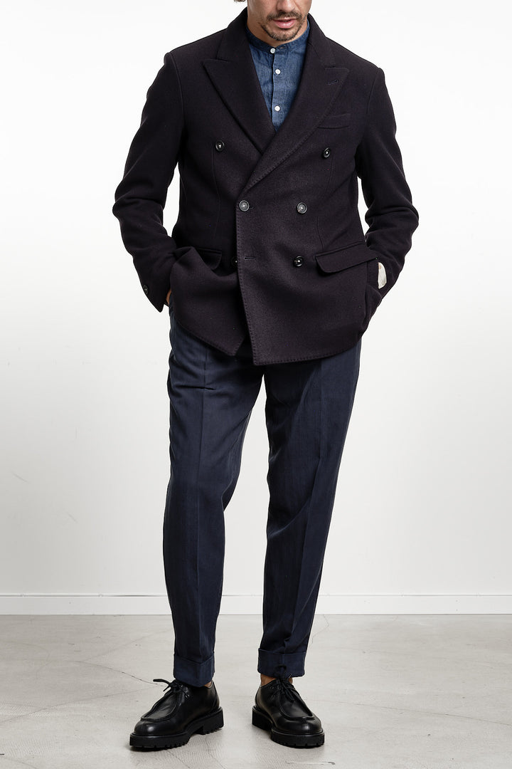 Brando Cashmere Blazer Dark Navy – Massimo Alba, helbild med handen i fickan