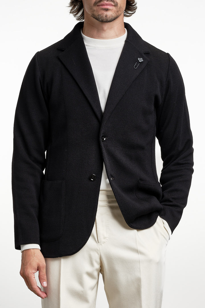 Single Breasted Knitwear Blazer Black – Lardini, framifrån