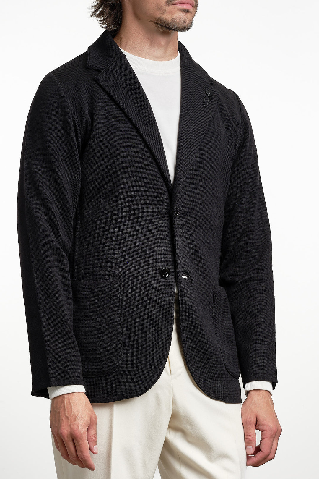 Single Breasted Knitwear Blazer Black – Lardini, sidan