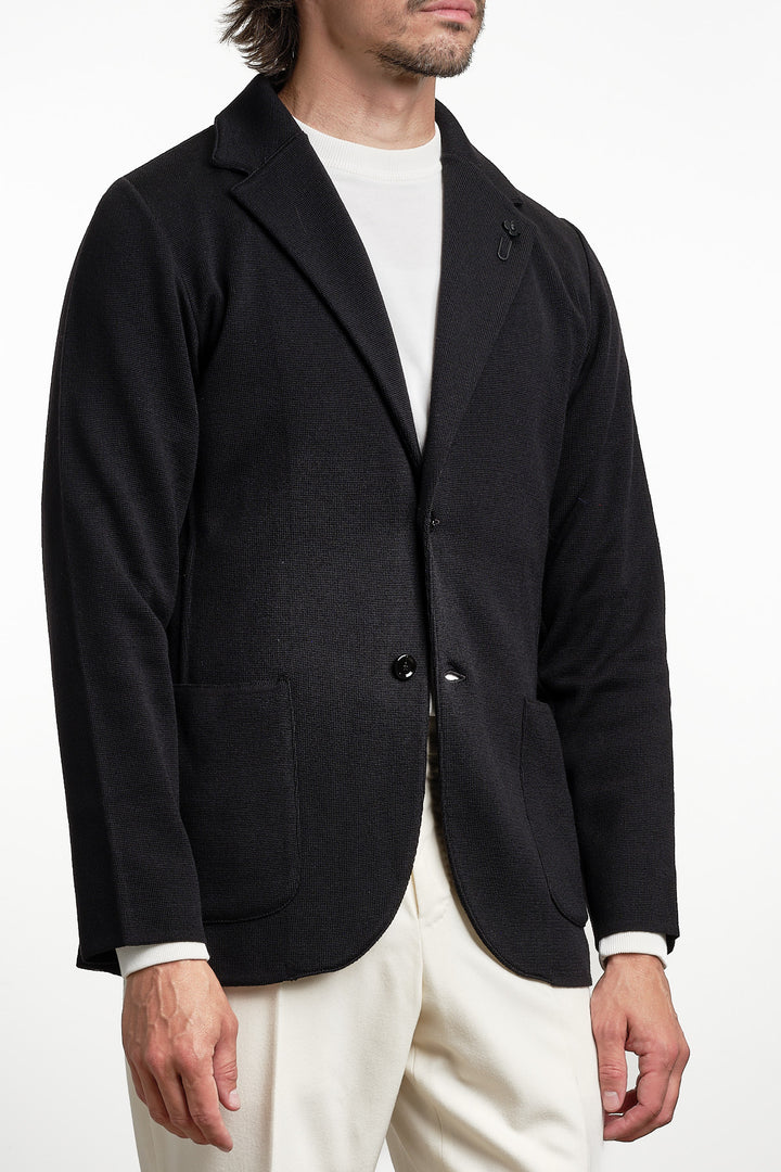 Single Breasted Knitwear Blazer Black – Lardini, sidan