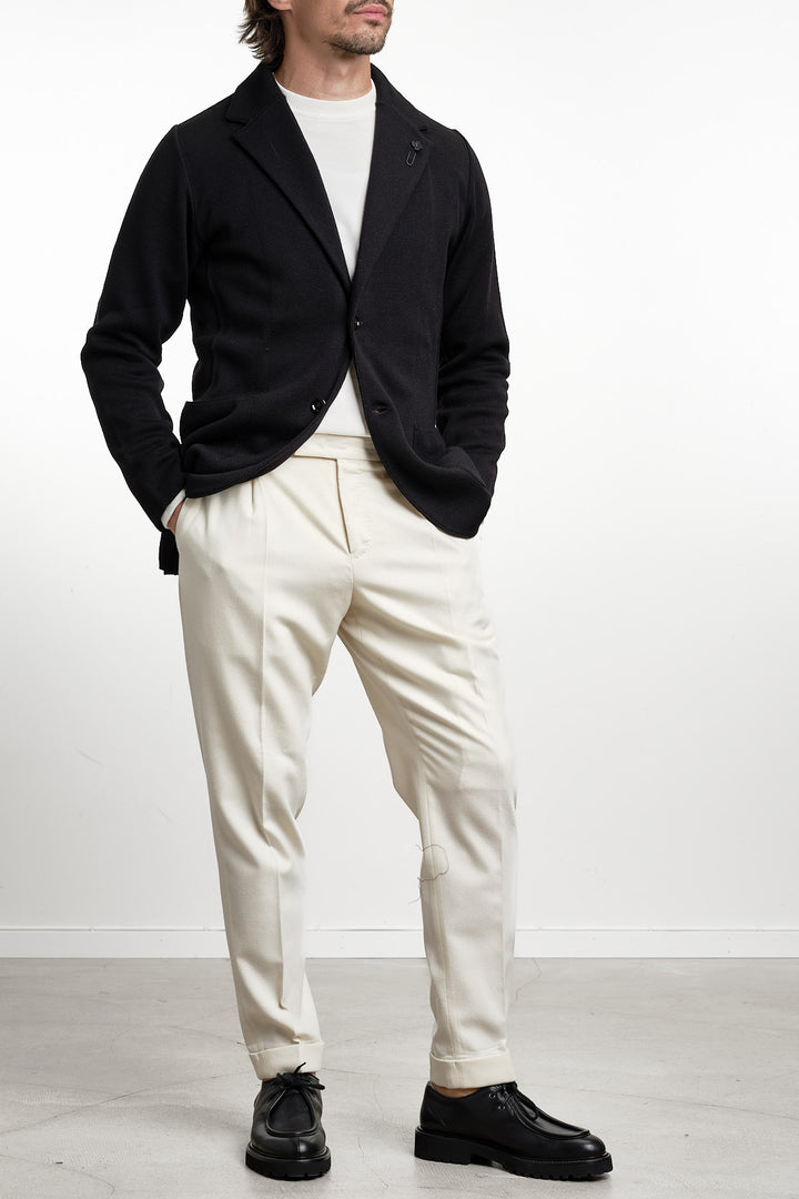 Single Breasted Knitwear Blazer Black – Lardini, helbild med handen i fickan