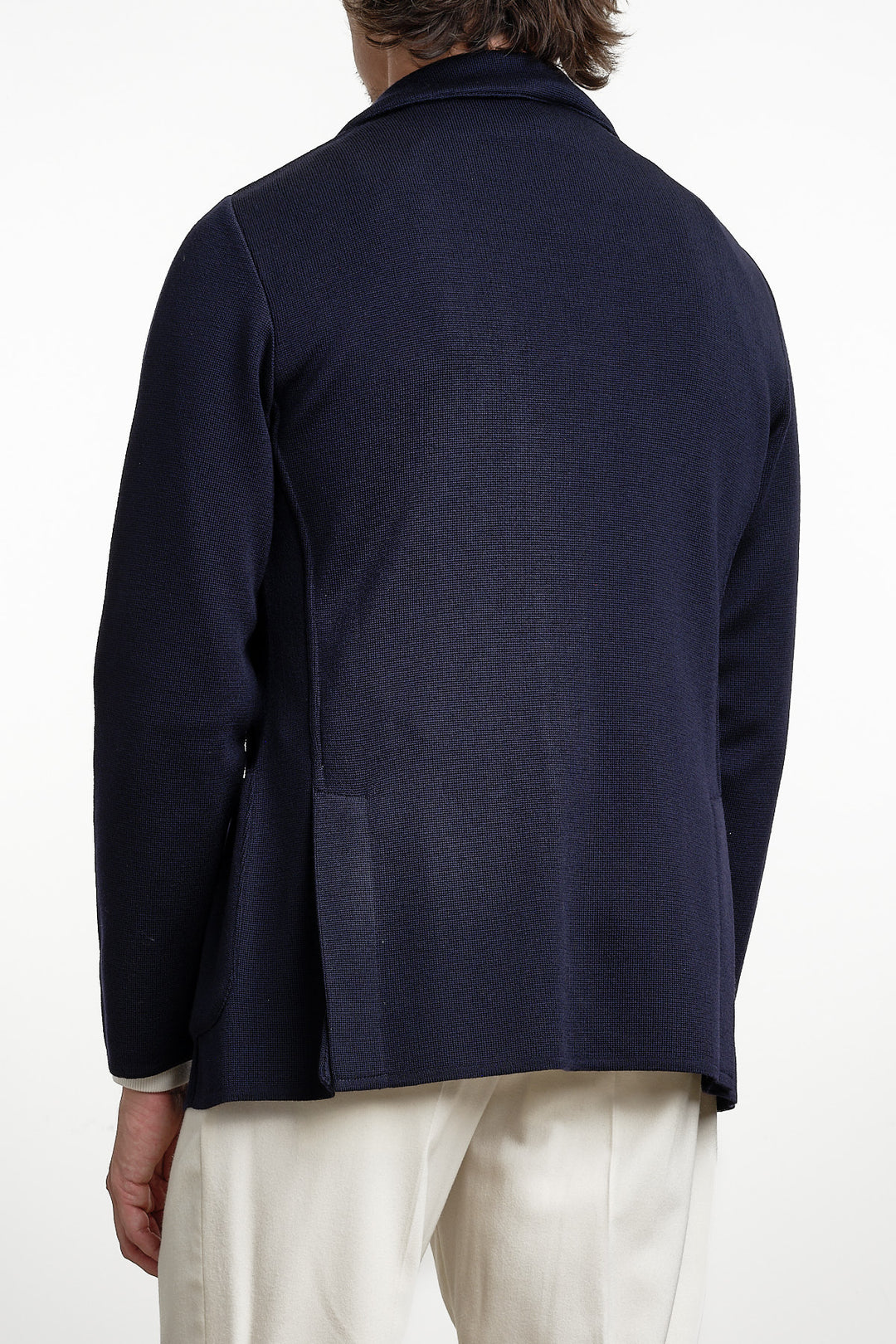 Single Breasted Knitwear Blazer Navy – Lardini, bakifrån