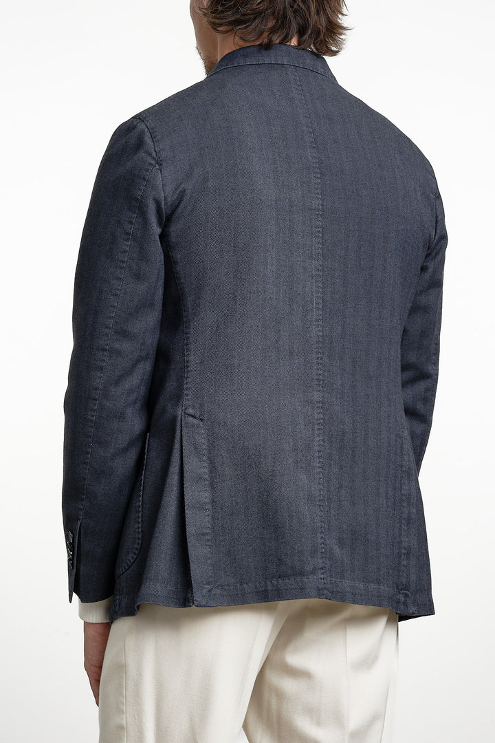 Cotton Garment Dyed Herringbone Blazer Navy – L.B.M. 1911, helbild