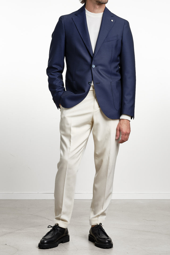 Luxury Wool Blazer Blue – L.B.M. 1911, helbild med handen i fickan