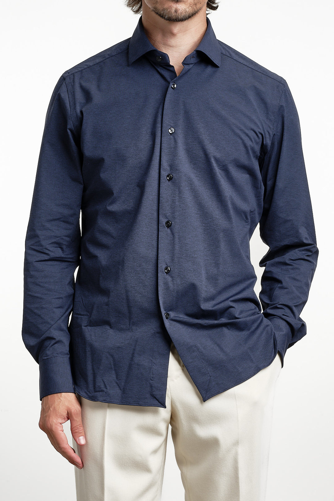 Active Tecnico Melange Shirt Dark Navy – Xacus, framifrån