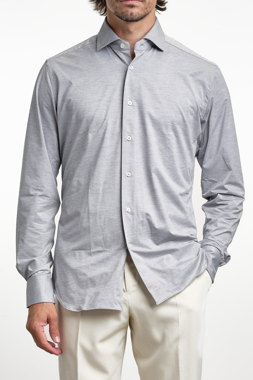 Active Tecnico Melange Shirt Light Grey – Xacus, framifrån