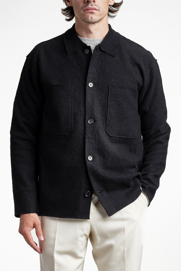 Jonas 6398 Wool Overshirt Black – NN07, framifrån