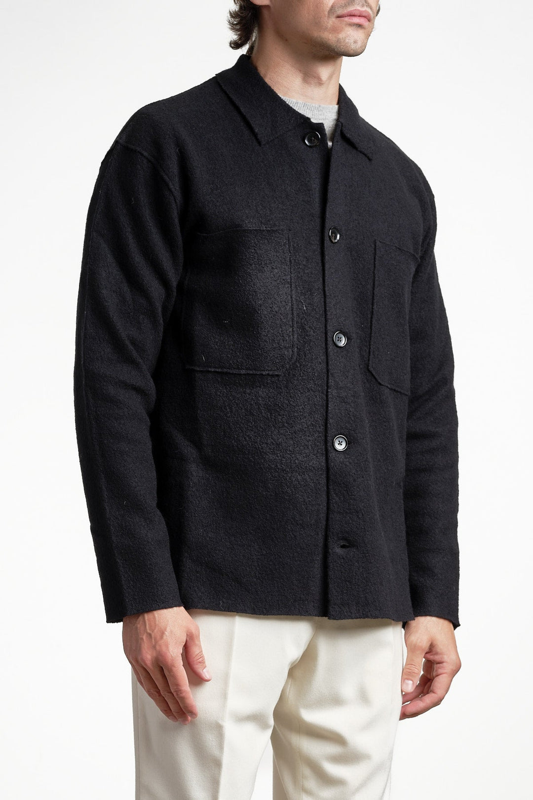 Jonas 6398 Wool Overshirt Black – NN07, sidan