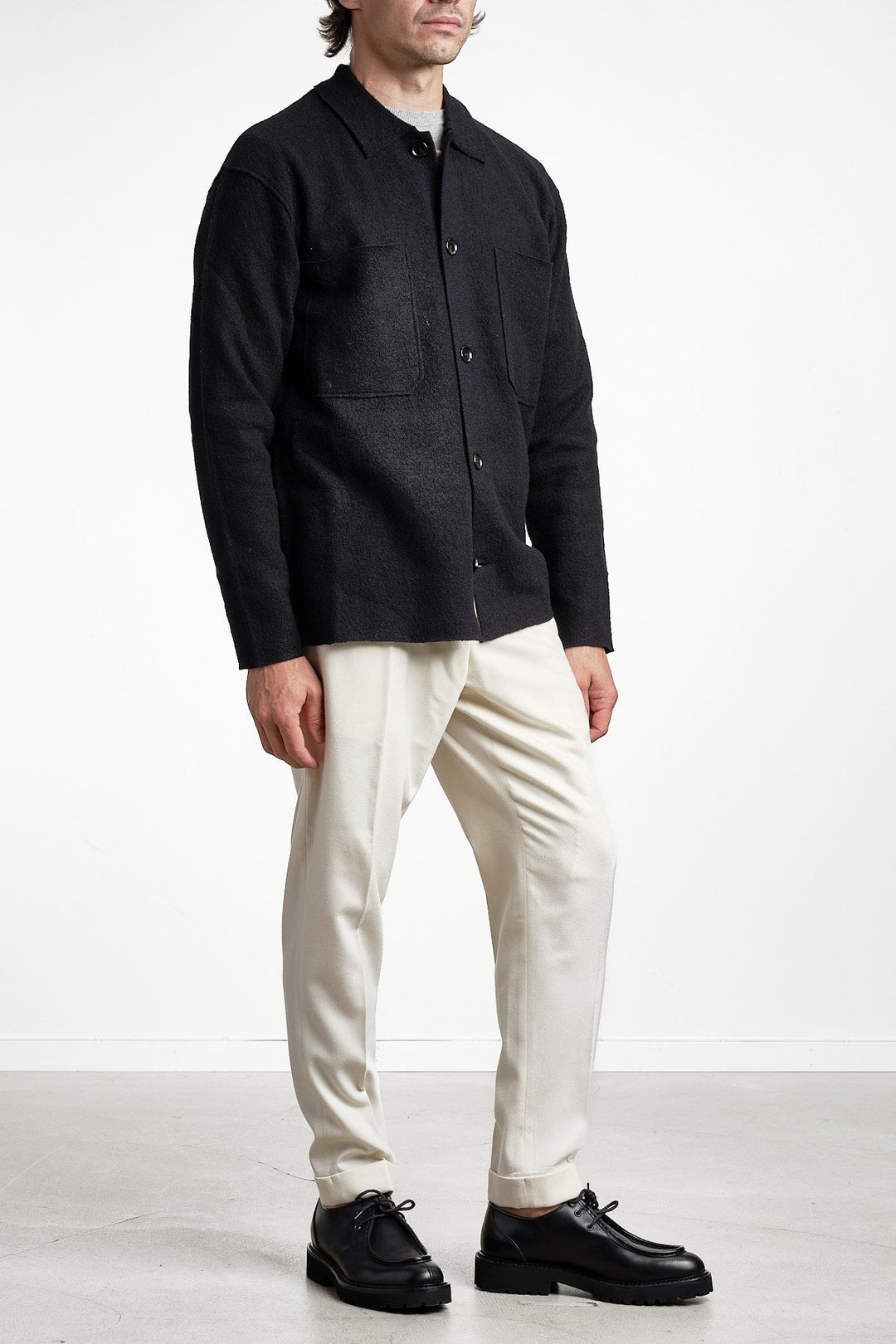 Jonas 6398 Wool Overshirt Black – NN07, helbild sidan