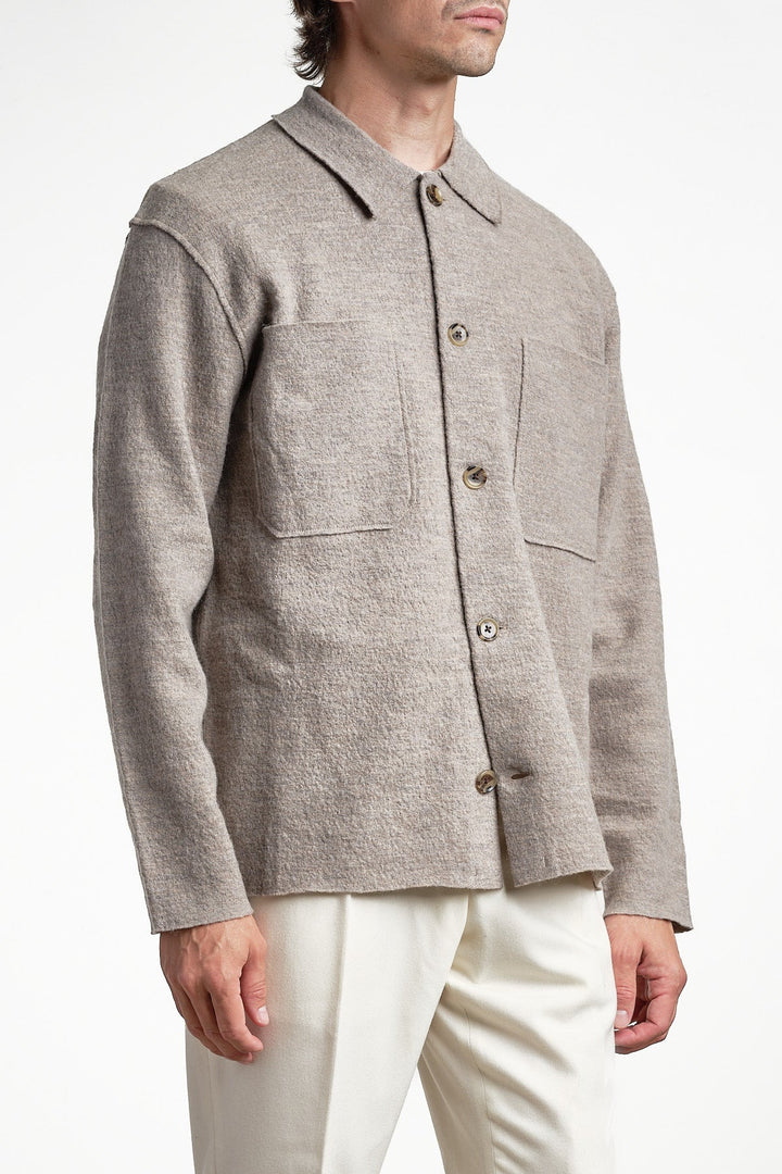 Jonas 6398 Wool Overshirt Khaki Beige – NN07, sidan