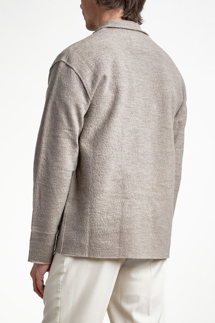 Jonas 6398 Wool Overshirt Khaki Beige – NN07, bakifrån