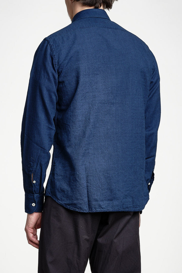 Cotton Regular Denim Shirt MID BLUE – Alessandro Gherardi, bakifrån