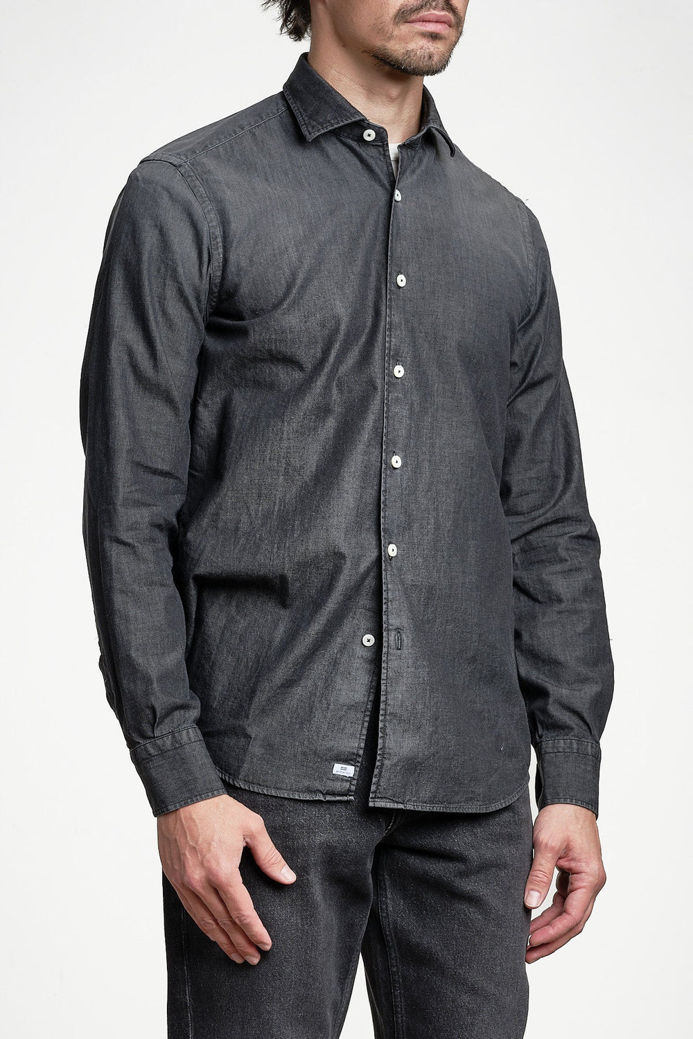 Cotton Regular Denim Shirt MID GREY – Alessandro Gherardi, sidan