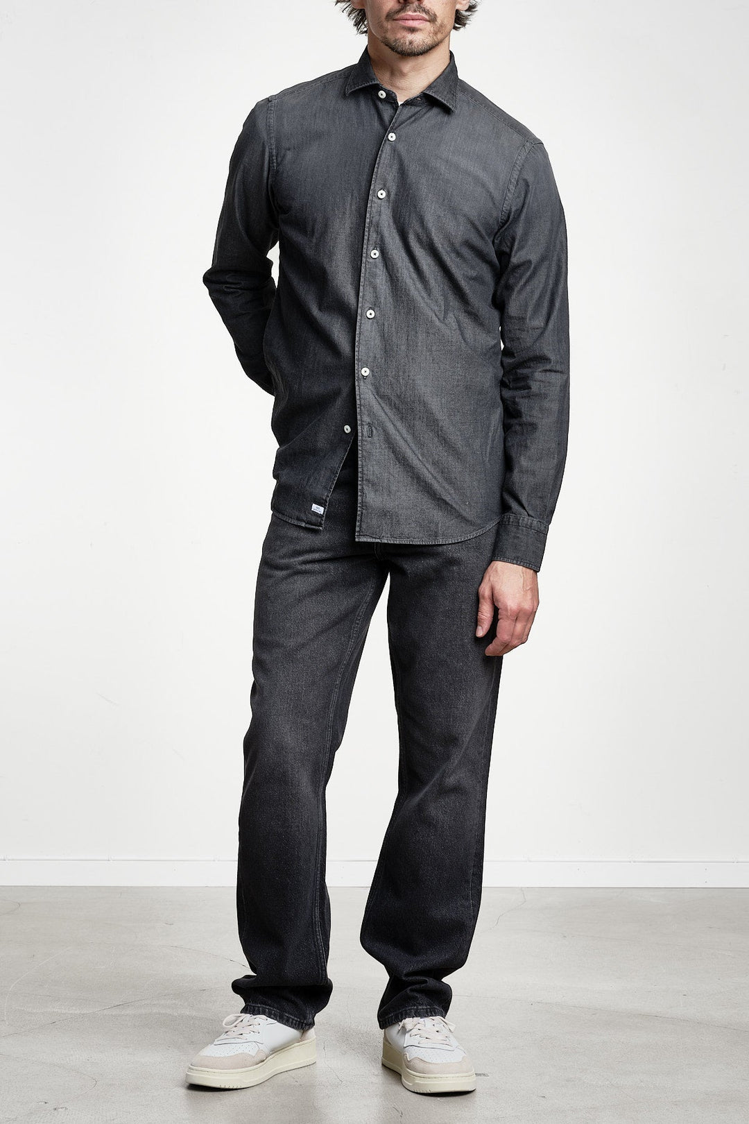 Luxury Cotton Denim Shirt Dark Grey – Alessandro Gherardi, helbild
