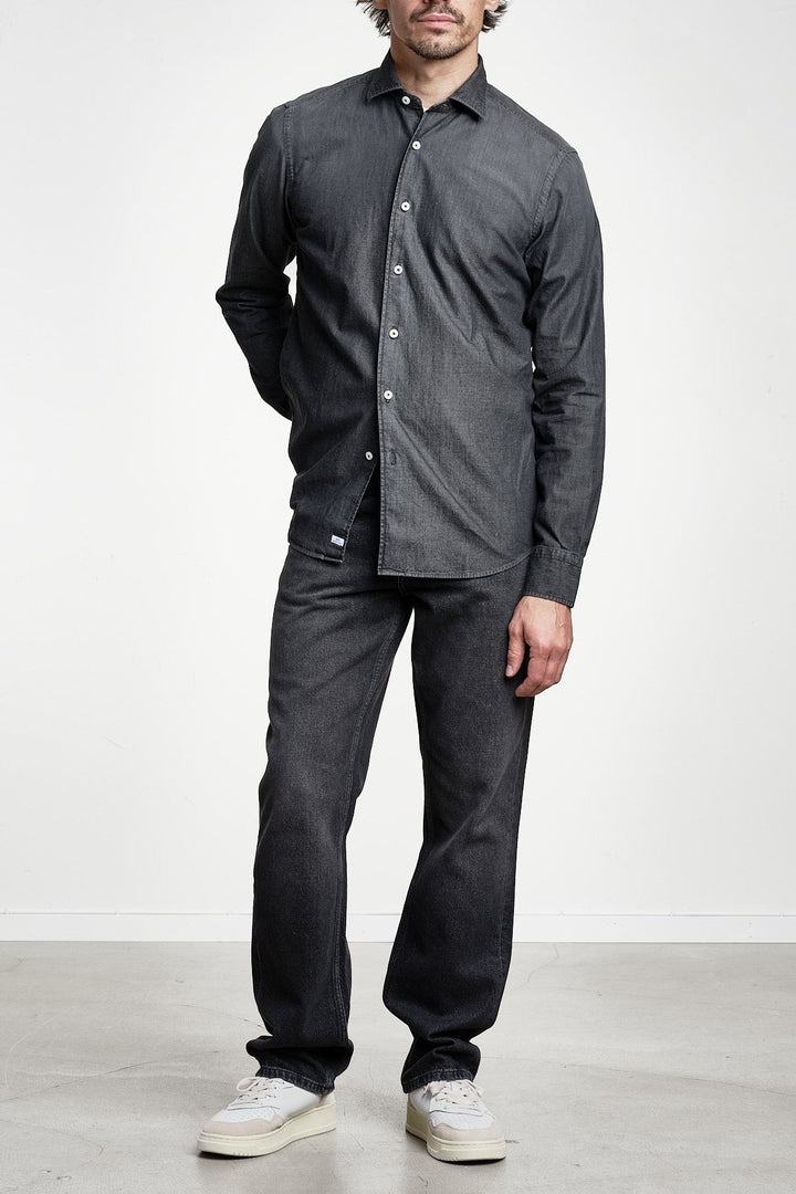 Luxury Cotton Denim Shirt Dark Grey – Alessandro Gherardi, helbild