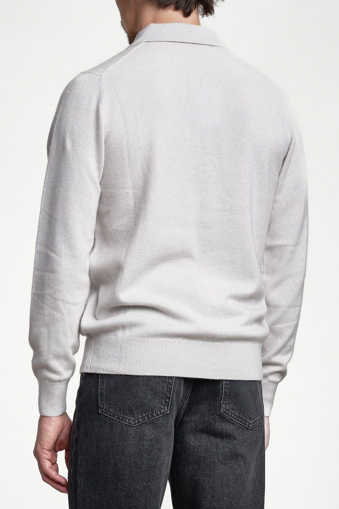 Luxury Cashmere Polo Neck Sweater Bone White – JUPITER, bakifrån