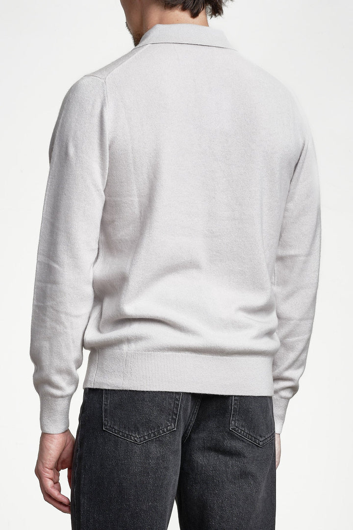 Luxury Cashmere Polo Neck Sweater Bone White – JUPITER, bakifrån