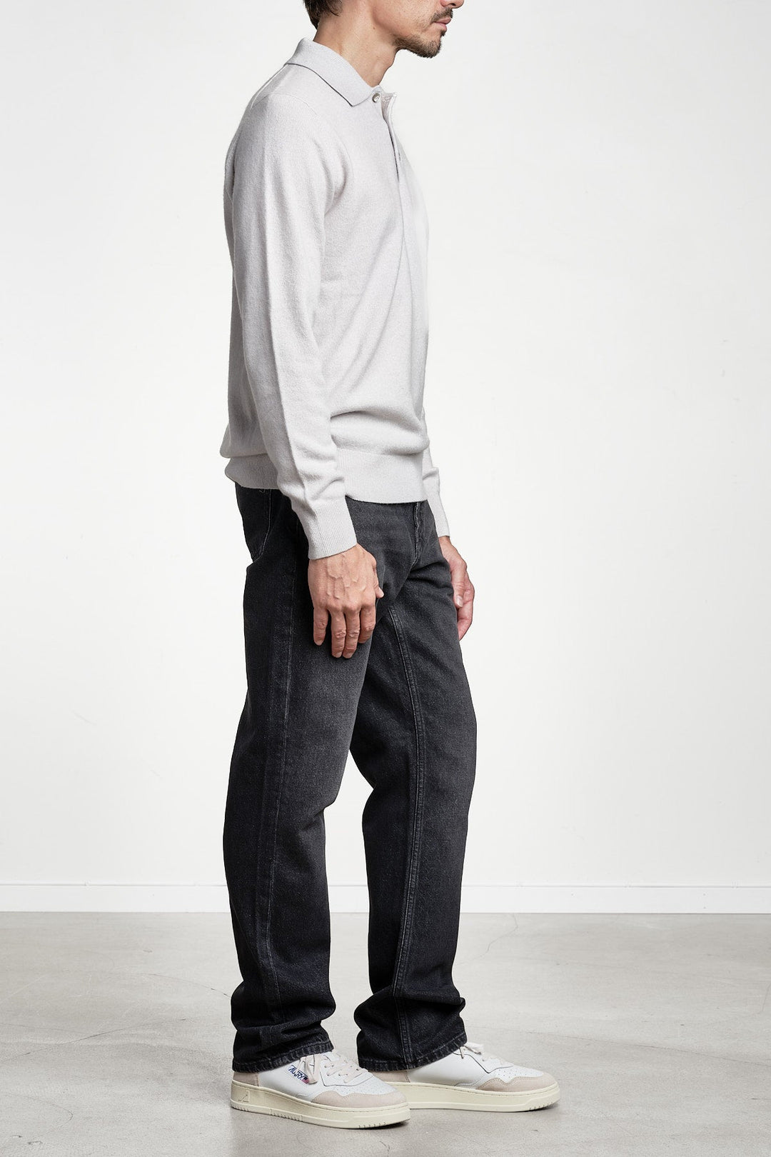 Luxury Cashmere Polo Neck Sweater Bone White – JUPITER, sidan