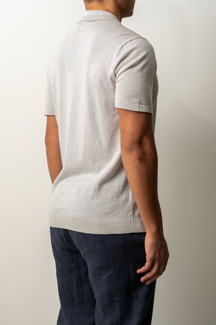 Knitted Button Polo SS Ash Grey