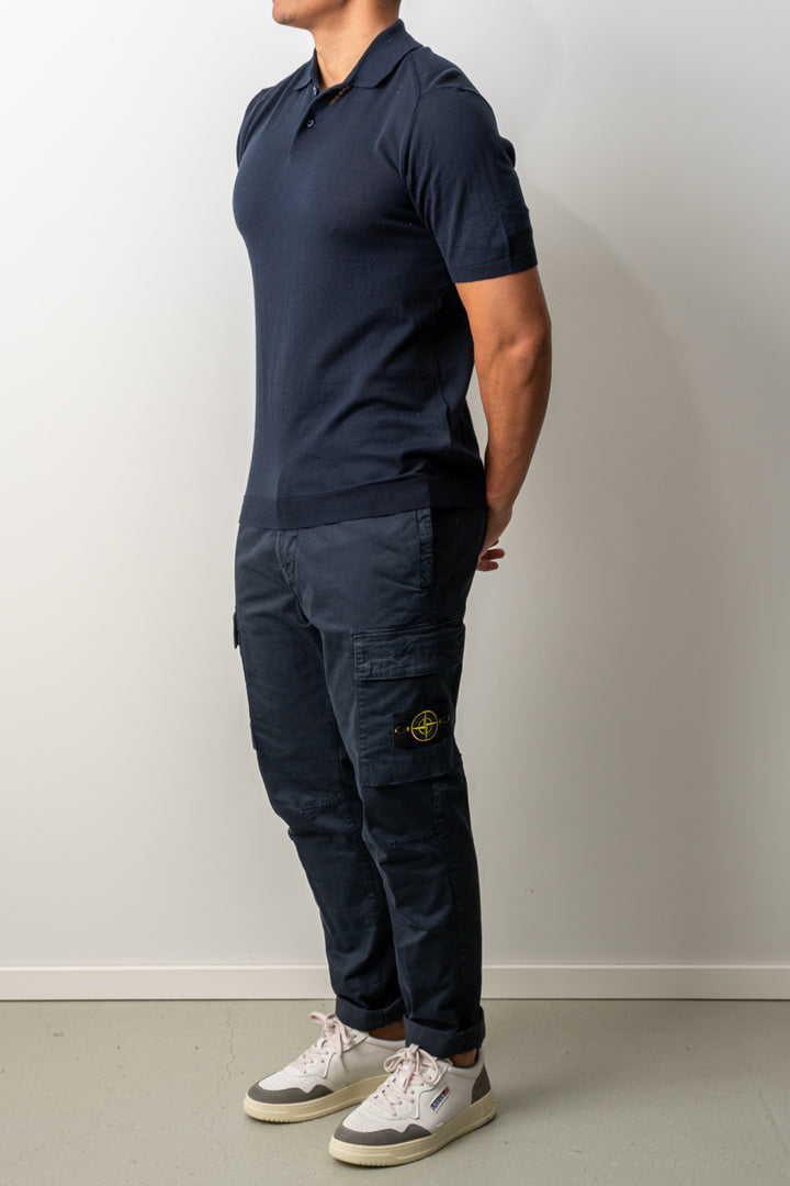Knitted Button Polo SS Navy