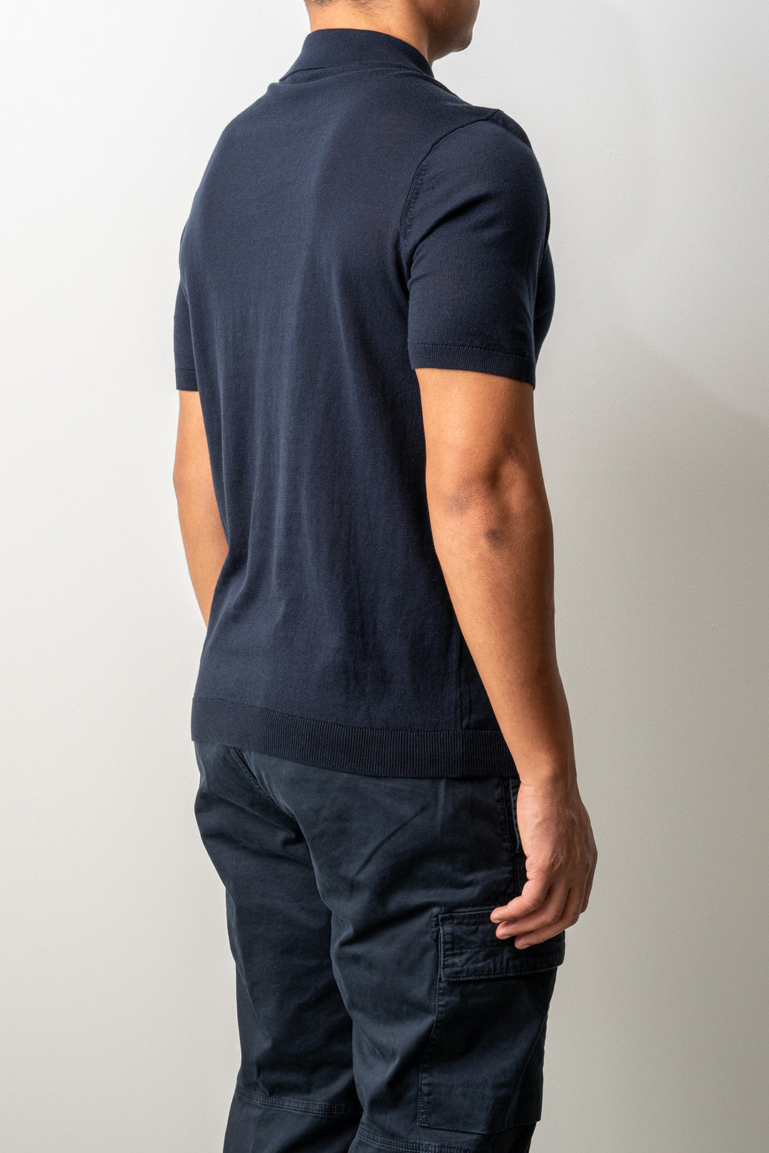 Knitted Button Polo SS Navy