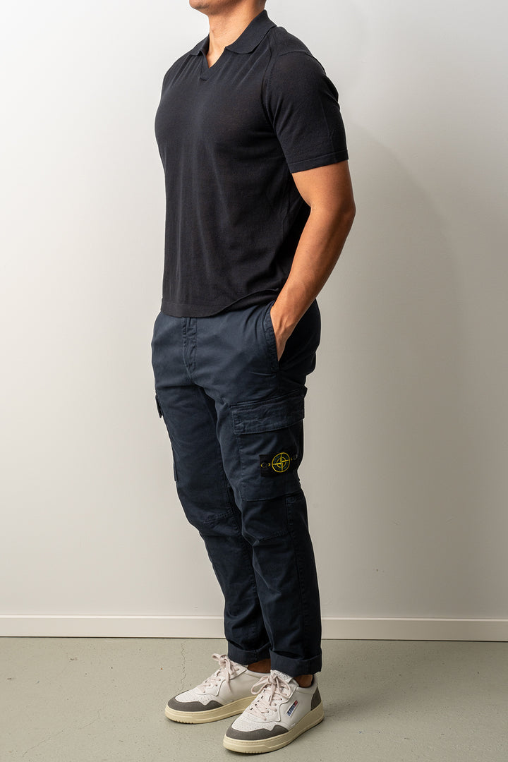 Knitted Open Polo SS Black