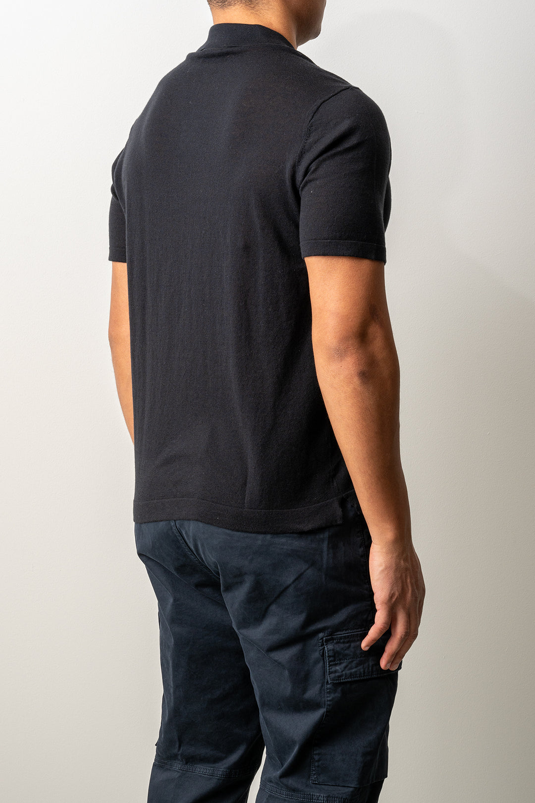 Knitted Open Polo SS Black