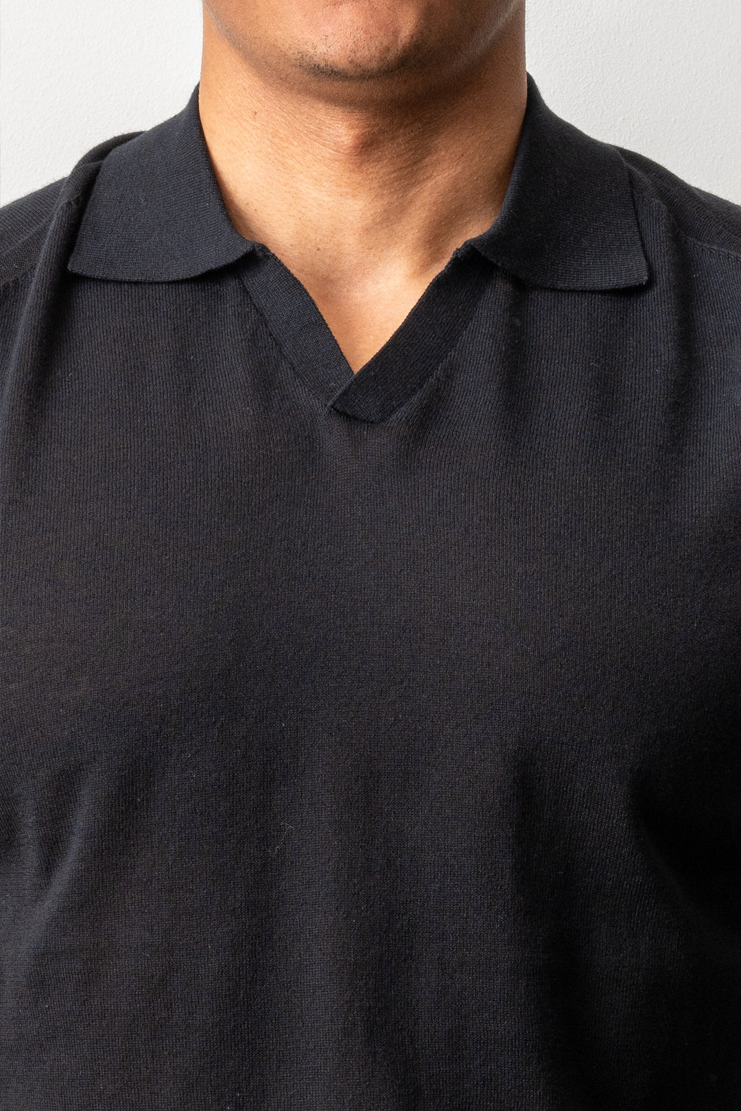 Knitted Open Polo SS Black