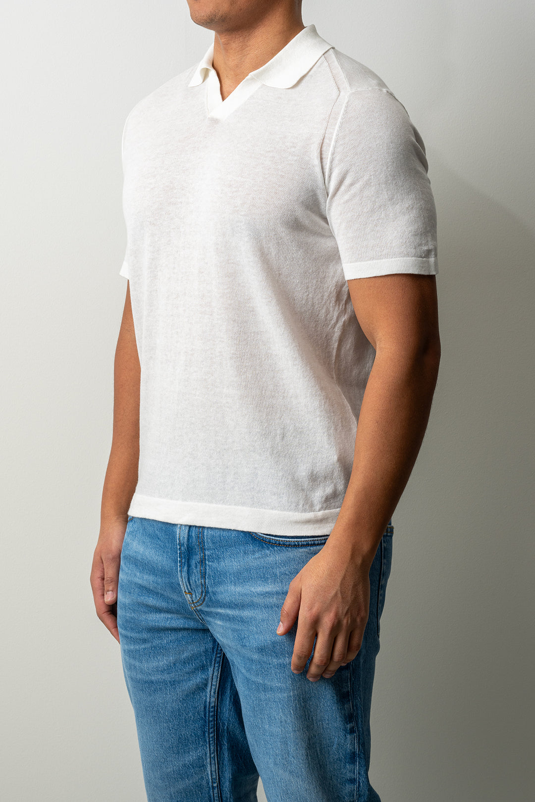 Knitted Open Polo SS ECRU