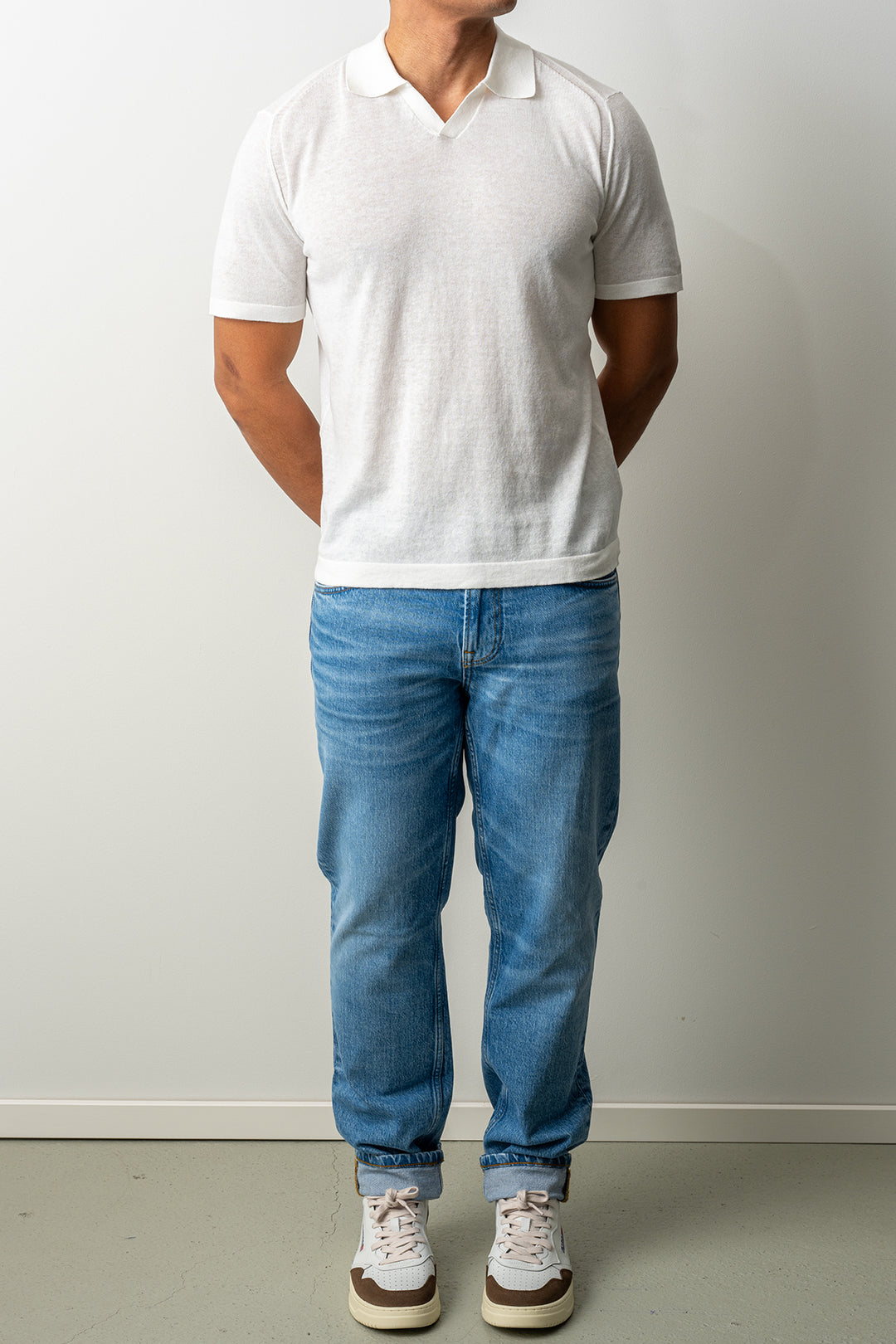Knitted Open Polo SS ECRU
