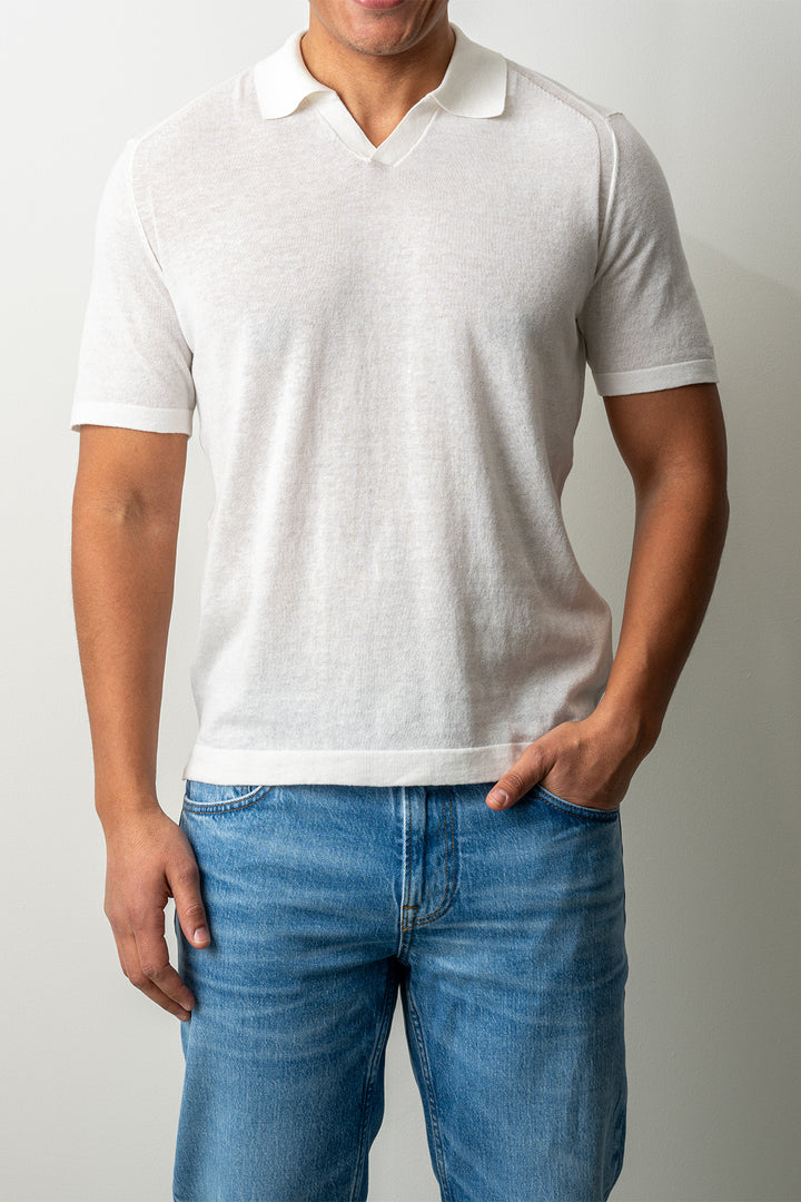 Knitted Open Polo SS ECRU