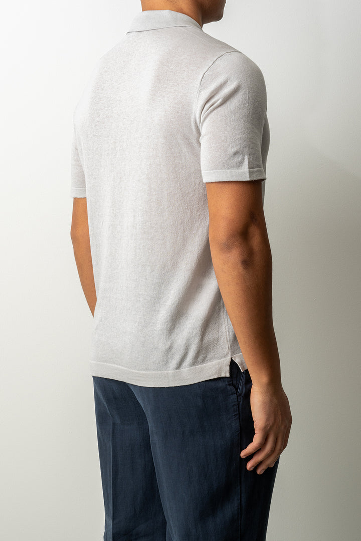 Knitted Open Polo SS Grey