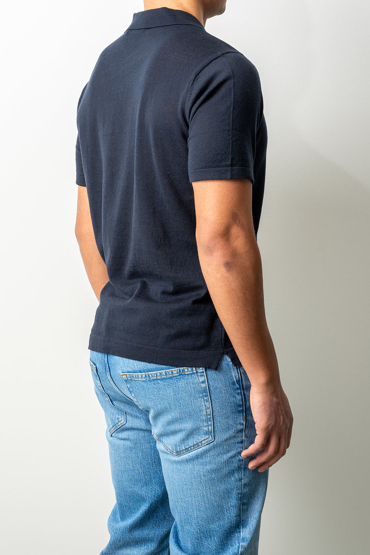 Knitted Open Polo SS Navy