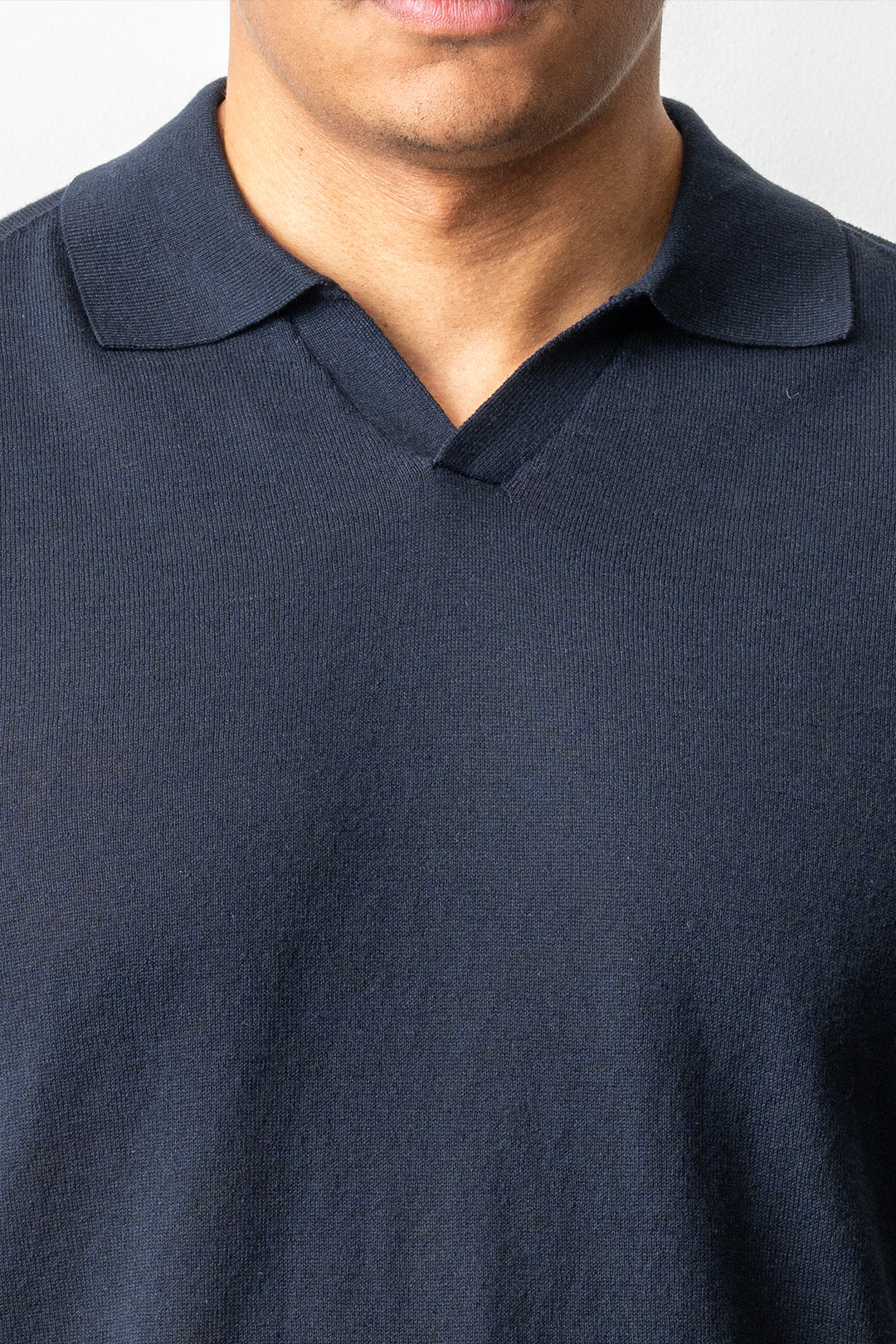Knitted Open Polo SS Navy