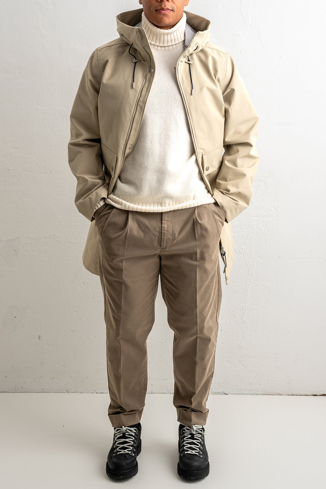 Mens Parka Khaki Red