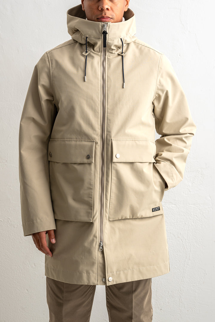 Mens Parka Khaki Red